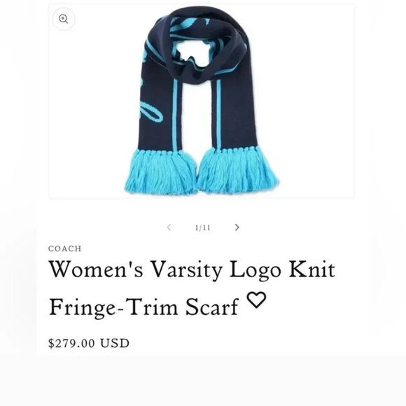 NWT Coach varsity knit fringe trim scarf - Picture 5 of 5